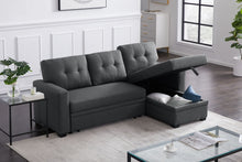 Load image into Gallery viewer, Upholstered Pull Out Sectional Sofa With Chaise