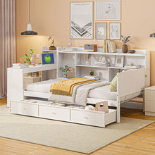 Load image into Gallery viewer, Daybed With 3 Drawers USB Ports And Desk