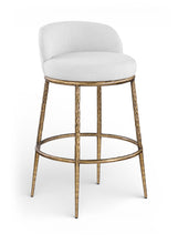 Load image into Gallery viewer, Ferro - Performance Fabric Upholstered Bar Stool - Antique Brass