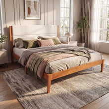 Load image into Gallery viewer, Platform Bed Frame With Upholstered Headboard, Slat Support