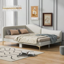 Load image into Gallery viewer, Upholstered Daybed With Headboard And Armrest, Support Legs