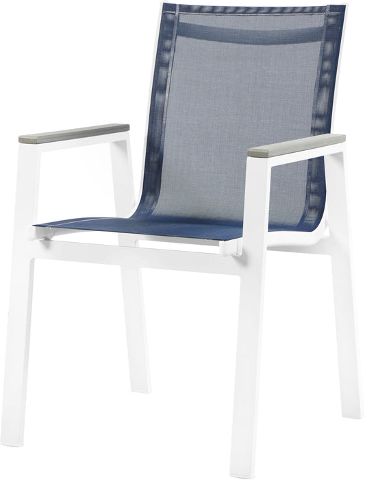 Nizuc - Outdoor Patio Dining Arm Chair With White Frame And Gray Arms (Set of 2)