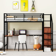 Load image into Gallery viewer, Loft Bed With Desk And Grid, Stylish Frame With Lateral Storage Ladder And Wardrobe