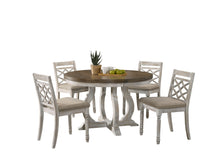 Load image into Gallery viewer, Havanna - 5 Piece Wide Round Dining Table With Off White Chairs (Set of 5) - Vintage Walnut