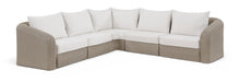 Load image into Gallery viewer, Seacrest - 123.25" Olefin Water Resistant Fabric And Wicker 5 Piece Outdoor Patio Modular Sectional
