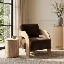 Load image into Gallery viewer, Cedra - Velvet Performance Fabric Upholstered Accent Chair - Natural Frame