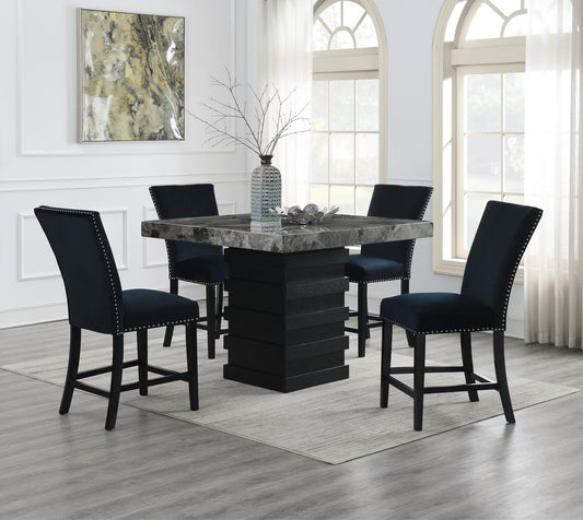 D136 - Faux Marble Counter Table - Gray