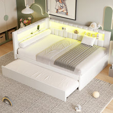 Load image into Gallery viewer, Upholstered Platform Bed With USB Ports And LED Belt
