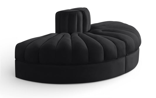 Rummi - Velvet Performance Fabric Upholstered 2 Piece Rounded Modular Loveseat