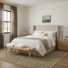 Load image into Gallery viewer, Nara - Linen Textured Fabric Upholstered Bench - Painted Natural