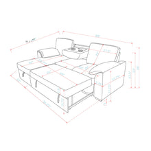 Load image into Gallery viewer, Rebecca - Sofa With Pull Out Bed, Storage Chaise, USB And Cup Holders - Dark Gray