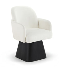Load image into Gallery viewer, Marlowe - Linen Textured Fabric Upholstered Swivel Dining Arm Chair - Stained Black