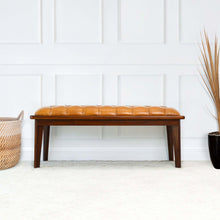 Load image into Gallery viewer, Arden - Bench With Buttons - Brown / Rustic / Tan