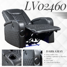 Load image into Gallery viewer, Alair - Leather Aire Power Motion Recliner With Bluetooth, Wireless Charger Cupholder - Dark Gray