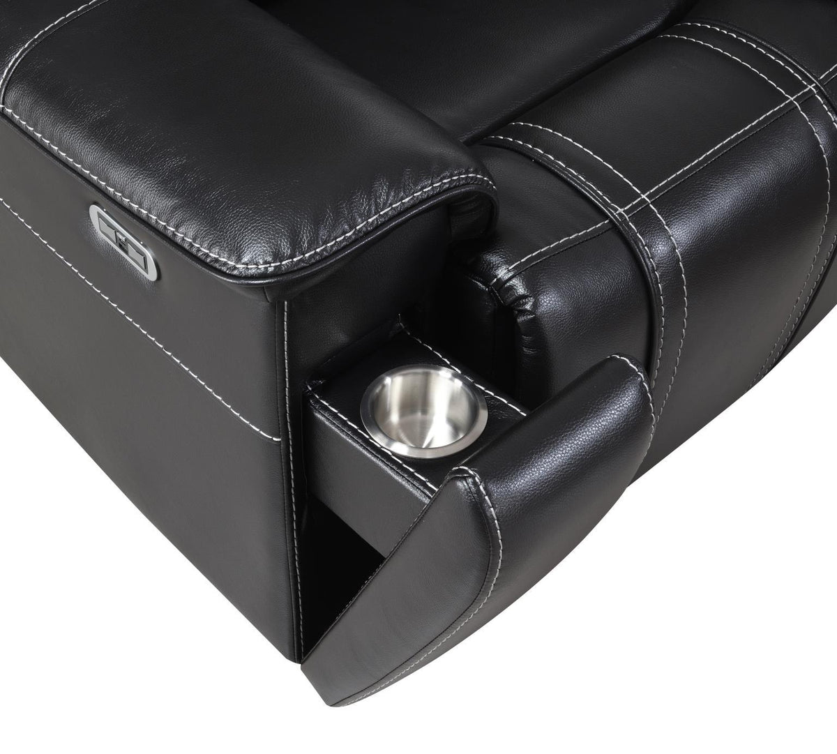 U68 - LED Power Recliner With Arms/Hidden Metal Cup Holder And Rhythmic Light Strip LED - Black