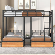Load image into Gallery viewer, Triple Bunk Bed With Drawers And Guardrails