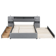 Load image into Gallery viewer, Upholstered Platform Bed With Reading Lights, Drawers, Trundle And Shelves