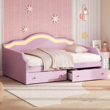 Load image into Gallery viewer, Upholstered Daybed With LED Lights And 2 Drawersme