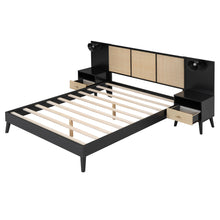 Load image into Gallery viewer, Bed Frame With 2 Nightstands Elegant Design With Lamps