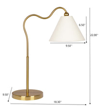 Load image into Gallery viewer, Ornate - Ring Base Curved Table Lamp With Triangle Drum Shade - Gold / White