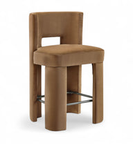 Load image into Gallery viewer, Zuno - Velvet Performance Fabric Upholstered Counter Stool (Set of 2) - Saddle