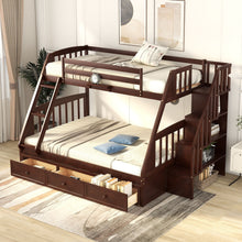 Load image into Gallery viewer, Bunk Bed With Drawers, Ladder And Storage Staircase