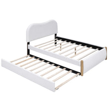 Load image into Gallery viewer, Upholstered Platform Bed With Wood Supporting Feet And Trundle