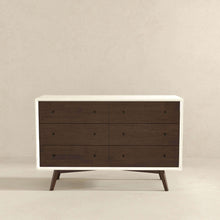 Load image into Gallery viewer, Dresser 6 Drawer - Dark Brown / White