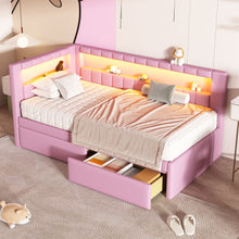 Load image into Gallery viewer, Upholstered Platform Bed With USB Ports And LED Belt
