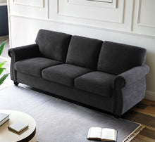 Load image into Gallery viewer, Soft Sofa, Upholstered 3 Seater Couch With High Density Foam, Loose Back Cushions And Turned Legs
