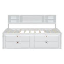 Load image into Gallery viewer, Daybed With 2 Bedside Cabinets, Upper Shelves And 4 Drawers
