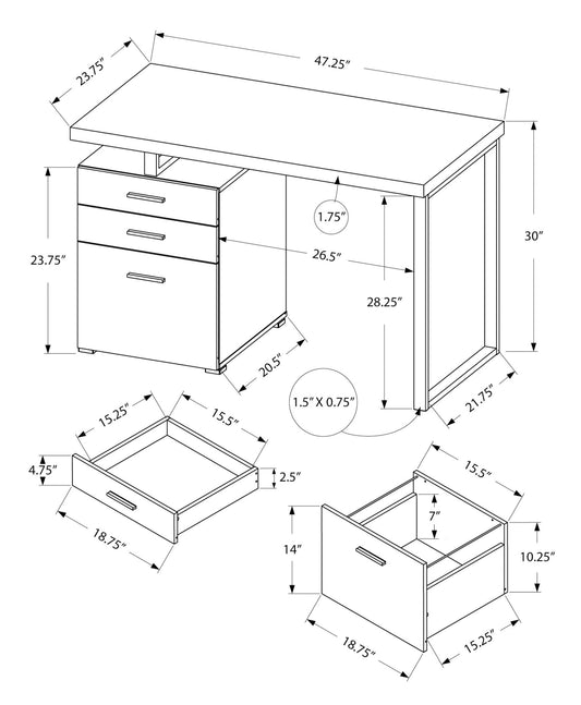 Computer Desk Left Right Set-Up Storage Drawers For Home Office - Ego Home Furniture