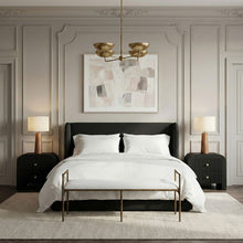 Load image into Gallery viewer, Axis - Linen Textured Cream Fabric Upholstered Bench