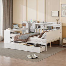 Load image into Gallery viewer, Daybed With 3 Drawers USB Ports And Desk