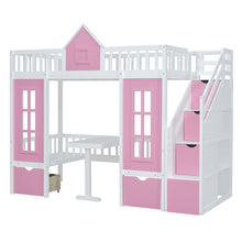 Load image into Gallery viewer, Twin Over Twin Bunk Bed With Changeable Table, Bunk Bed Turn Into Upper Bed And Down Desk