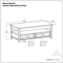 Load image into Gallery viewer, Warm Shaker - Lift Top Coffee Table With Hidden Storage And Lift Top Functionality - Brown