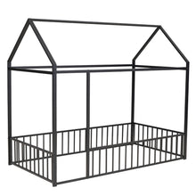 Load image into Gallery viewer, Metal Bed House Bed Frame With Fence
