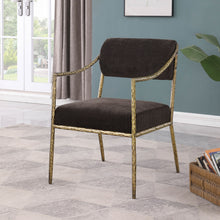 Load image into Gallery viewer, Bastille - Upholstered Dining Arm Chair (Set of 2) - Brass Frame