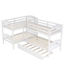 Load image into Gallery viewer, Twin L-Shaped Bunk Bed With Trundle - White