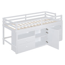 Load image into Gallery viewer, Loft Bed With 4 Drawers, Underneath Cabinet And Shelves