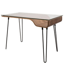 Load image into Gallery viewer, Avery - Mid-Century Modern Desk - Walnut / Clear / Black