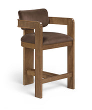 Load image into Gallery viewer, Sacha - Velvet Stool With Brown Base