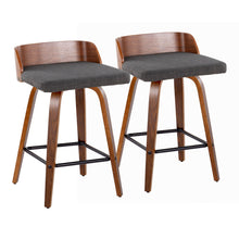Load image into Gallery viewer, Maya - Mid Century Modern Fixed Height Counter Stool With Swivel And Square Footrest (Set of 2)