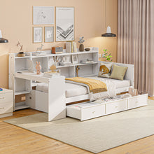 Load image into Gallery viewer, Daybed With 3 Drawers USB Ports And Desk