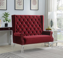 Load image into Gallery viewer, D2095 - High Back Velvet Wing Bench With Acrylic Legs