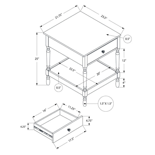 Accent - Table, 2 Tier, Square, Traditional - Walnut