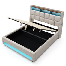 Load image into Gallery viewer, Platform Bed With Hydraulic Storage, LED Lighting & Charging Station