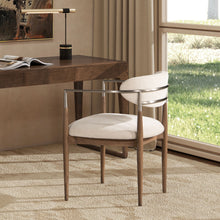 Load image into Gallery viewer, Artemis - Mixed Material Upholstered Dining Arm Chair - Warm White