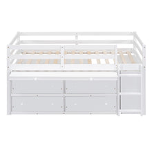 Load image into Gallery viewer, Loft Bed With Retractable Writing Desk And 4 Drawers, With Lateral Portable Desk And Shelves