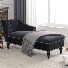 Load image into Gallery viewer, Velvet Chaise Lounge, Button Tufted Right Arm Facing Lounge Chair With Nailhead Trim For Living Room - Black